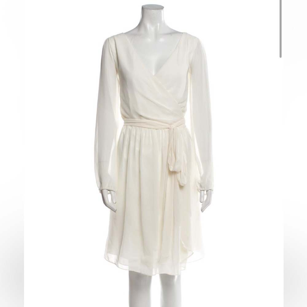 Ceremony by Joanna August Cream Long Sleeve V-Neck Dress